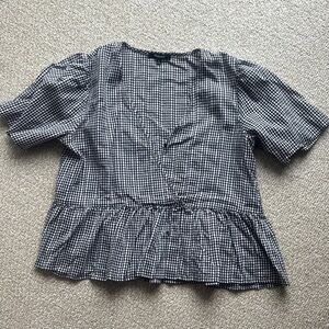 Madewell Black and White Gingham Top